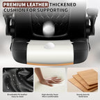 Leather Office Chair Swivel Lumbar Support for Short People Black - Image 4