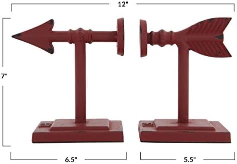 Creative Co-Op Decorative Cast Metal Arrow Bookends, Red, Set of 2 Pieces - Image 2