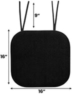 Sweet Home Collection Chair Cushion Memory Foam Pads with Ties Honeycomb Pattern Slip Non Skid Rubber Back Rounded Square 16" x 16" Seat Cover, 4 Pack, Black 4 Pack - Image 3