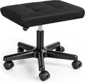 Foot Stools Small Ottman，Adjustable Height Foot Stool (Black) | PU Ergonomic Foot Rest with Wheels Leather Footrest for Home &Office by Unknown