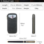 CONTACTS Full Grain Leather Pencil Case Handmade Vintage Zipper Pen Holder Pouch with Card Slot Pens Organizer Pockets Stationery Bag for Men and Women (Grey) - Image 5