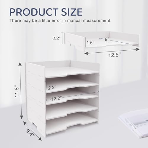SONGWAY 5-Tier Stackable Paper Tray - File Organizer for Desk, Paper Sorter, Desktop Letter Trays, Workspace Desk Organizer Trays for Home Office School - Image 5
