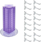 Azar Displays 700220-PUR-2C16 Four-Sided 4”W x 12” Revolving Pegboard Tower Kit Counter Display with 16-Pack of 2 inch Locking Hooks, Purple by AzarDisplays