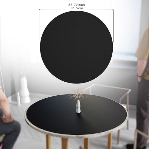 Vyaaa 36 inch PU Leather & Cork Round Placemats, Cut-to-Size, Black - Image 2