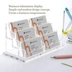 HeZone Business Cards Holder Display for Desk, Clear Acrylic Multiple 3 Tier 6 Slot Business Card Stand, Holds 300 Cards-1 Pack (6 Slots-H) - Image 2