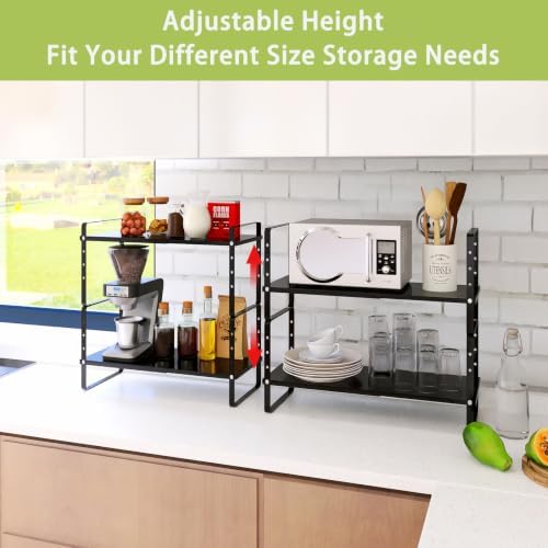 Across-Star Expandable Cabinet Shelf Organizer Rack, Stackable Kitchen Counter Storage Shelves Stand, Adjustable Height Pantry Shelf Spice Rack - Image 4