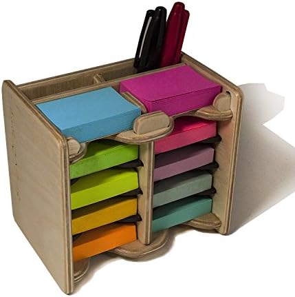 Colored Mini Sticky Notes Pad (10) and Pen Holder/Organizer (includes ten 1.5" x 2" pads) by StrictlyOrigamic