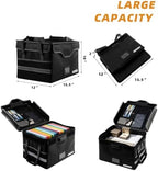 File Box with Lock, Fireproof Document Organizer Box with Lid & Handle, Portable Important File Folder Organizer, Collapsible Filing Storage Box for Home, Office & Travel - Image 2