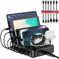 Charging Station for Multiple Devices, 110W 6 Port USB-C Fast Charger Station Dock for iPad iPhone Android Cell Phone Tablet, Family Multi-Device Organizer (6 Short Cables Included) by ONELH