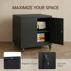 23.6" Metal Printer Stand with Lockable Storage Cabinet - Image 5