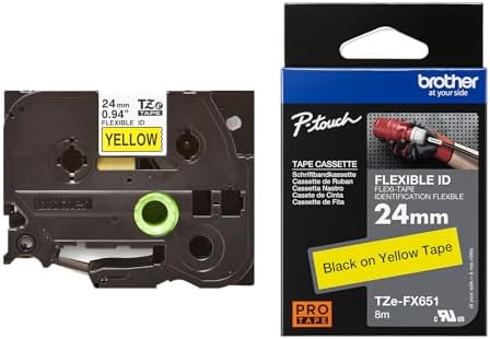 Brother Genuine P-Touch TZE-FX651 Tape, 1" (0.94") Wide Flexible-ID Laminated Tape, Black on White, Best Suited for Wire Wrapping and Flagging, Water-Resistant, 0.94" x 26.2' (24mm x 8M), TZE-FX651 - Image 2