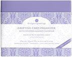 Designer Greetings Greeting Card Organizer Box with Dividers and Calendar, Decorative Lavender Damask Pattern (9.5” x 7.25” x 6”, Holds Up to 75 Greeting Cards), purple - large (711-00005-0000) - Image 2