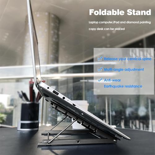 Foldable Skidding Prevented Tracing Holder Multifunction Laptop Bracket 6 Angle Points Adjustable for Diamond Art Painting (Black) - Image 4