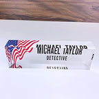 Artblox Office Desk Name Plate Personalized | Custom Name Plates for Desks | Us Flag Design On Clear Acrylic Glass | Office Desk Decor - (8" x 2.5") - Image 4