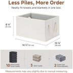 StorageWorks Fabric Storage Bins with Rope Handles, Ivory White, Large - Image 3