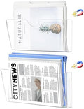 Qozary Clear Acrylic Magnetic File Holder - 2 Pack Magazine Rack for File Cabinets, Magnetic Mail Holder, File Organizer for Refrigerator, White Board, Office by Qozary
