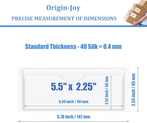 Origin-Joy 35 PCS Self Adhesive Index Card Pockets with Top Open, Clear Plastic Label Holder for Cards of Note, Library and Business, Adhesive Label Pockets & Card Holder (5.5 x 2.25 inch) - Image 2