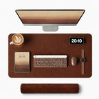 Leather Desk Mat & Mouse Pad - Desk Blotter Large 31.5X 15.8in by kongwaOfficeProducts