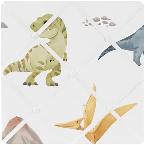 Sweet Jojo Designs Fabric Bulletin Board (Watercolor Dinosaur Dino) for Boys, Picture & Memo Photo Display for Nursery/Bedroom, Office, Home Wall Decor (Blue, Green, Modern Dinosaurs, Jurassic Trex) by SweetJojoDesigns