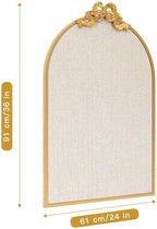 Vintage Gold Linen Cork Board, 24“X36” Arched Bulletin Board with Bow - Image 6