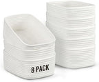 8 Pack Small Storage Baskets for Organizing, Woven Rope Bins for Bathroom, Closet, Shelf Organizer, Cute Cube Decorative Box for Towels, Baby Nursery, Toys, Gift Empty Baskets - 11.5"x7.5"x4.7"-White by Unknown