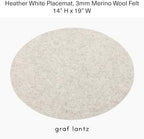 Graf Lantz - Merino Wool Oval Placemat - Heather White (14" H x 19" W) - 3mm Merino Wool Felt Table Mat - Moisture Wicking - Odor, Stain, Heat & Dirt Resistant - Luxury Home Decor - Made in the USA - Image 4