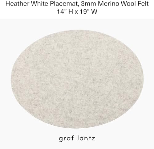 Graf Lantz - Merino Wool Oval Placemat - Heather White (14" H x 19" W) - 3mm Merino Wool Felt Table Mat - Moisture Wicking - Odor, Stain, Heat & Dirt Resistant - Luxury Home Decor - Made in the USA - Image 4