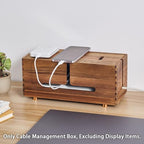 SARUFO Acacia Wood Cable Management Box - Wooden Cord Hider with 4 Metal Feet​, Organizer for Desk & Floor, Power Strip TV Wire Concealer, Under Desk Storage for Office, Home Electrical Cables - Image 5