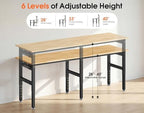 96” Heavy Duty Workbench, 5000 LBS Capacity Adjustable Work Bench with Pegboard and Power Outlet, Rubber Wood Work Table for Garage, Office, Workshop, Home - Image 3