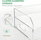 Paper Tray Organizer for Desk, 2 Tier Acrylic Desk Organizers and Accessories, One-Piece Integrated A4 Paper Organizer with Handles, Crystal-Clear Letter Tray & Compact Office File Holder - Image 4