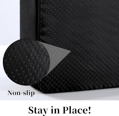 HOMBYS Foam Recliner Chair Cushions for Elderly, 4" Thick Chair Pads with Back Support for Office, Non-Slip Medium Firm Seat Cushion with Lumbar Pillow (Black, 22"x22"+13" Backrest) - Image 5