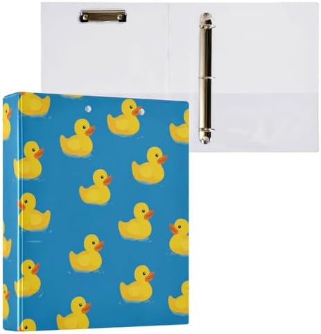 Yellow Rubber Ducks Blue Round Ring Binders 1.5 Inch 3 Ring Binder with Clipboard Holds 200 Sheets Office Home School - Image 2