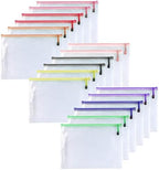Niziting-18 Pcs,11"x 14",Plastic Mesh Zipper Pouch Document Folders Bag Zipper Zip File Folders for Office Supplies, Travel,Organizing Storage (11x 14 Inches, Multicolor) by Niziting