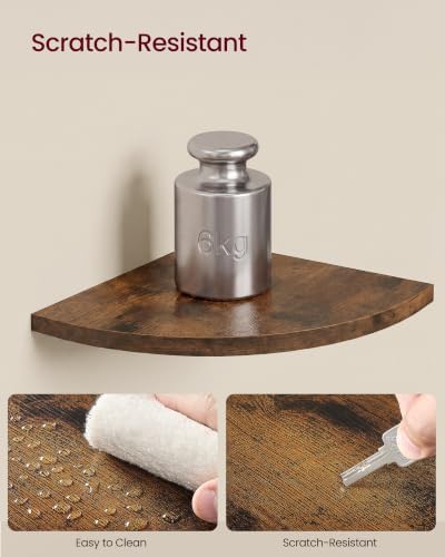 VASAGLE Floating Corner Shelves, Set of 4, 7.8 x 7.8 x 0.5 Inches - Image 4