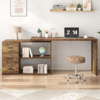 HSH L Shaped Computer Corner Desk with Storage Drawers 55 inch Rustic Brown - Image 4