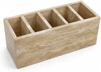 Travertine Desk Organizer, 5-Compartment Pen & Brush Holder by SIRIZEN-DIVING