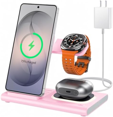 Wireless Charger for Samsung Charging Station, Foldable & Nightlight by Aresh