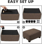 CAROLMADE Small Foot Stool Ottoman Footstool with Legs Under Desk Footrest for Living Room Bedroom and Office,Linen-Brown - Image 7