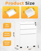 Fully Assembled 3-Drawer Mobile File Cabinet with Lock, Under Desk Storage - Image 3