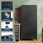 Yizosh Metal Garage Storage Cabinet with 2 Doors and 4 Adjustable Shelves - 71" Steel Lockable Filing Cabinet,Locking Tool Cabinets for Home,Office,Garage,Gym,School - Image 4