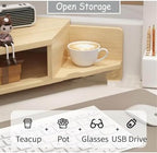 2-Tier Extended Triangle Monitor Stand Riser with Cup Holder & Pegboard Laptop Riser,Wood Desktop Corner Shelf,Computer Laptop Desk Organizer Computer Stand,Space Saving Office Desk Storage Rack - Image 4