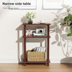 Apicizon Small Narrow Side Table, 3-Tier Skinny End Table, Dark Brown - Image 2