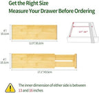 VaeFae 3 Pack Bamboo Drawer Dividers, 4" High Adjustable 11.9-17.1" Clothes Drawer Organizers, Expandable Separators for Bedroom/Bathroom/Kitchen/Office Storage - Image 3