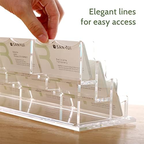 SANRUI Acrylic Business Card Holder for Desk, 9-Slot Horizontal Clear - Image 5