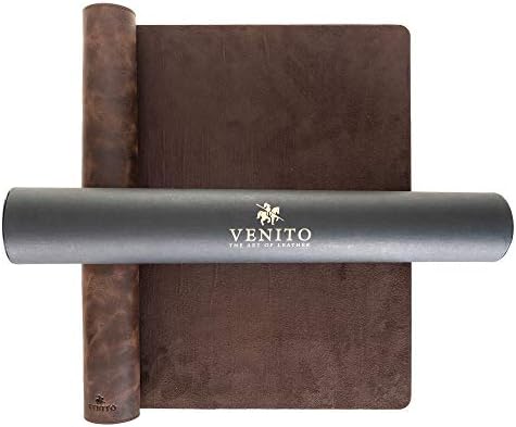 Venito Premium Leather Desk Pad Mat (36 X 19 inch) - Large Desk Mat for Keyboard and Mouse Home Office Accessories (Coffee Brown) by VENITO