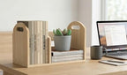 Wood Desktop Bookshelf, Upright Tabletop Book Shelf With Adjustable Divider Secure Books in Place, Desk Shelf for Top of Desk in Living Room, Home, Office, Perfect for Books, Cookbooks, Magazine, File - Image 2