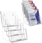 Brochure Holder 6x9 Inch 4 Tier Acrylic Literature Holders Clear Plastic Flyer Display Stand Countertop Use or Wall Mount Pamphlet Holder Organizer for Office, Lobby, Hotel, Trade Show, 2 Pack by HLF-ho