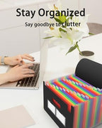 3 Pack Expanding File Folder, 24 Pocket Accordian File Organizer A4 Letter Size Portable Document Organizer with Colored Tabs, Expandable Desktop Accordion Folder -Black - Image 5