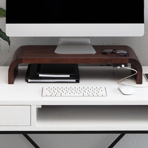 Anji Mountain Monitor Stand for Desk - Desktop Organizer & Laptop Riser, Ergonomic Monitor Riser, Space-Saving, Durable, Easy Assembly & Ideal for Home & Office, Walnut, Power Edition by AnjiMountain