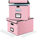 File Organizer Box with Lids, Collapsible File Folder Organizer by Huolewa
